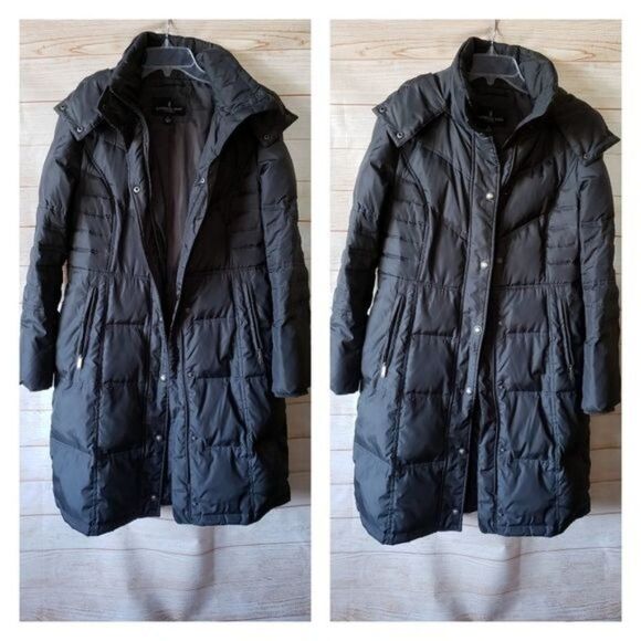 London Fog Feather Down Quilted Hooded Coat Lined Thick Winter Women's Small - Picture 1 of 9